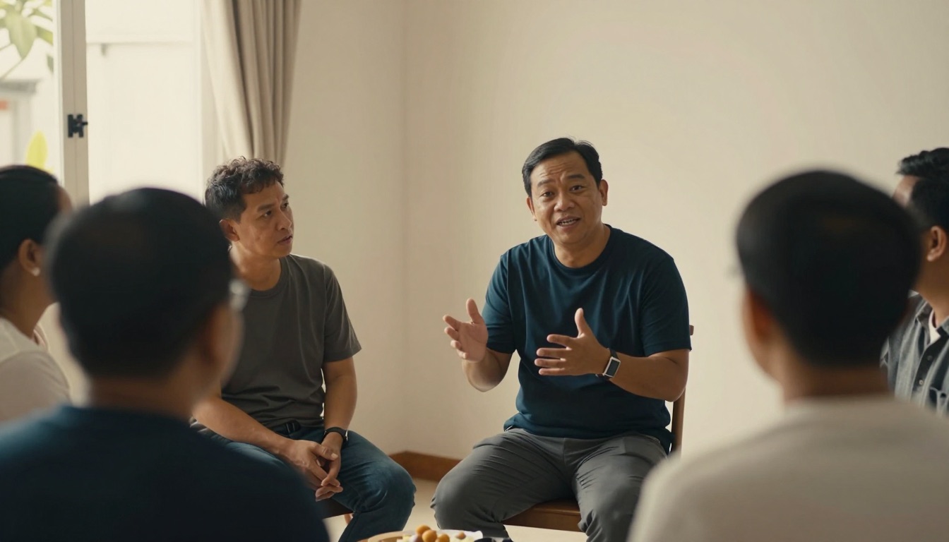 A pastor teaching a small seated gathering